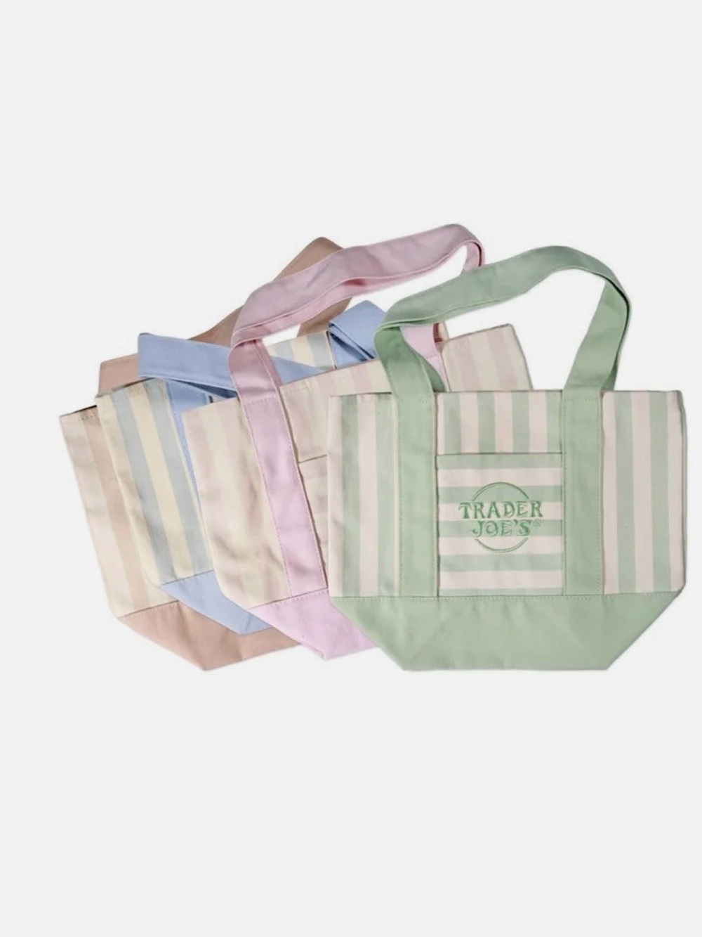 Trader Joe's Light Blue Striped Mini Canvas Tote Bag - Picture 2 of 4